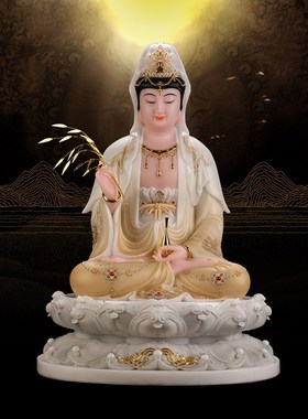 汉白玉全堂佛佛像娑婆三圣释迦牟尼观音地藏王菩萨弥勒笑佛供奉