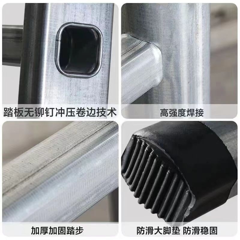 单梯加厚D型管梯子直梯爬梯多功能工程楼梯家用整体发货防滑挂钩