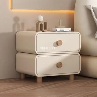 奶油床头柜现代家用简约实木小型小柜子卧室极简床边收纳新款 软包