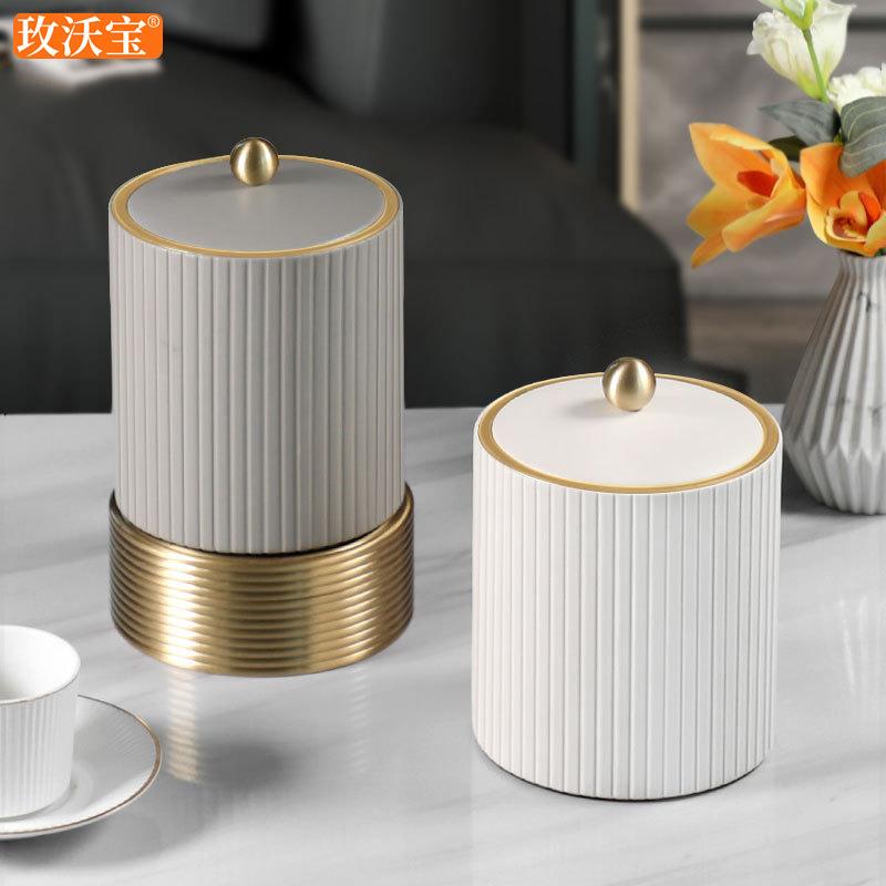 桌面垃圾桶轻奢风家用卧室小号网红可爱迷你客厅茶几高颜值带盖