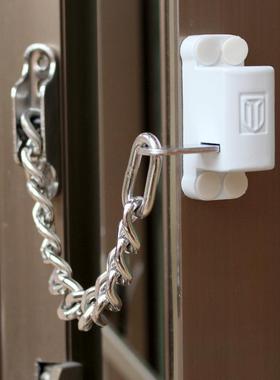 蒙莱奇白色链锁外开窗安全锁门窗防盗锁儿童防护锁推拉窗锁限位