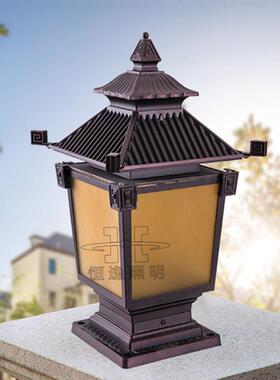 新中式方形led围墙柱头灯欧式铸铝景观小区别墅大门柱灯庭院灯具