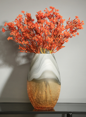 北欧轻奢创意碎纹玻璃花瓶可水培现代简约插花客厅餐桌装饰品摆件