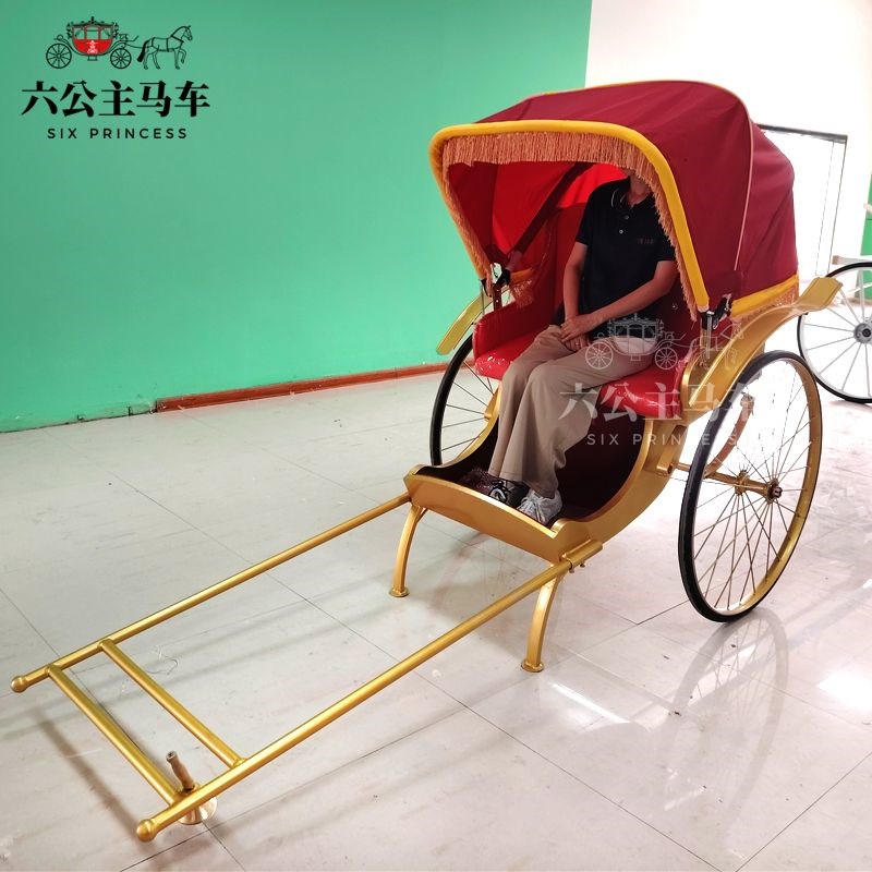 人力可拉摆件黄包车复古双人婚庆上海北京民国拉客摄影电动景区