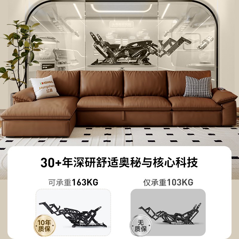 红晟多功能电动沙发美式复古小户型客厅沙发床折叠两用2024新款
