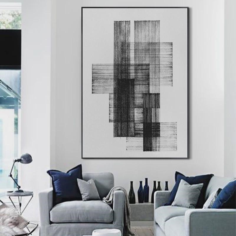 现代简约抽象画工业风黑白挂画客厅背景墙装饰画走廊玄关创意线条图片