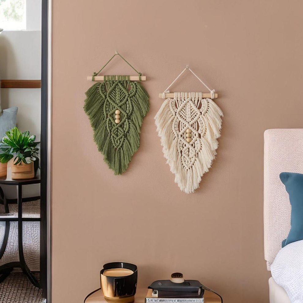 挂饰树叶墙面新款手工编织房间卧室羽毛 货源 挂毯北欧