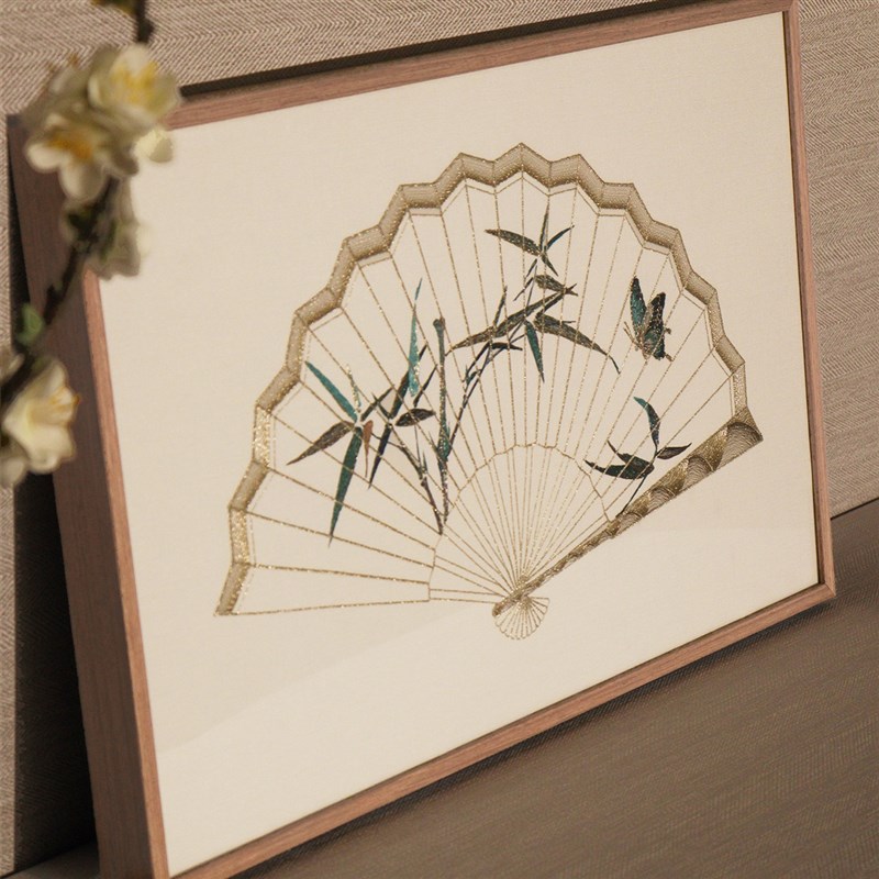 刺绣竹子横幅客厅装饰画新中式沙发背景墙苏绣挂画卧室雅间壁画图片