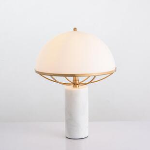 美式简约天然大理石伞形灯罩台灯后现代时尚奢华书房客厅卧室台灯