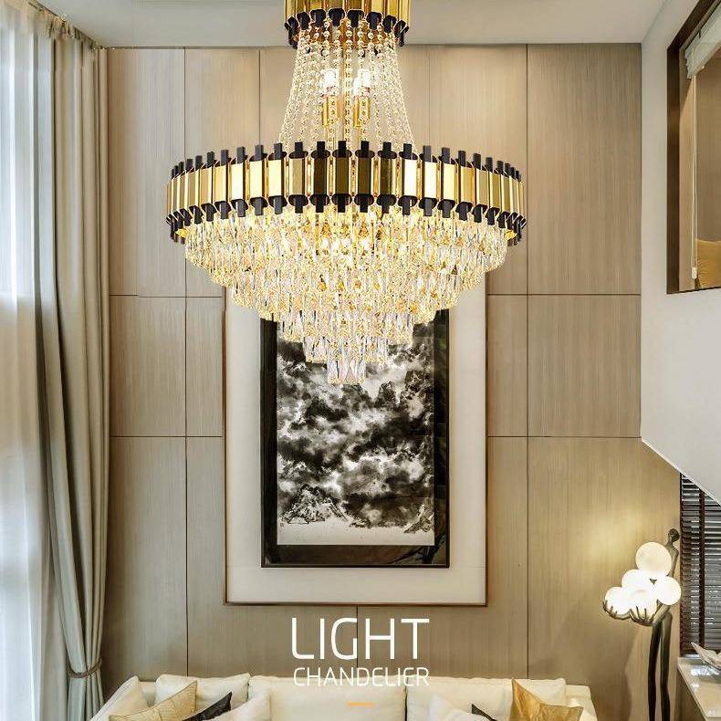 楼梯吊灯长吊灯别墅复式楼大吊灯中空客厅灯旋转楼中楼水晶灯