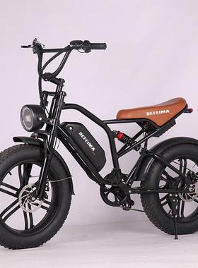 E-bike20寸4.0雪地肥胎电动单车越野7变速车复古潮流电动自行车