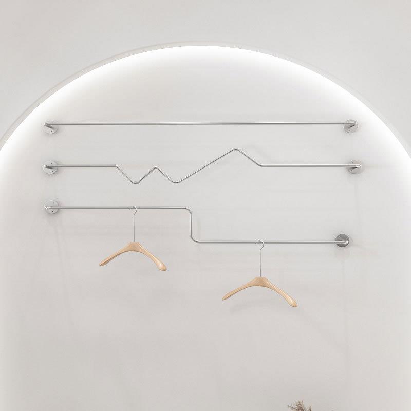 衣服挂衣杆女装店货架服装店展示架上墙壁挂式侧挂铁艺壁挂陈列架