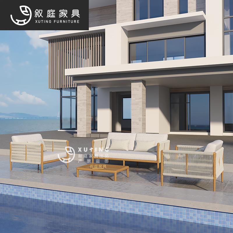户外沙发庭院阳台藤编金属会客洽谈景区公共场合休闲组合别墅家具
