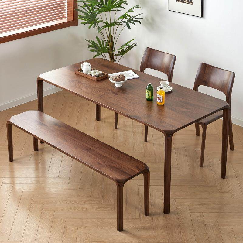 北欧全实木餐桌黑胡桃长方形家用餐厅饭桌现代简约樱桃木原木桌子