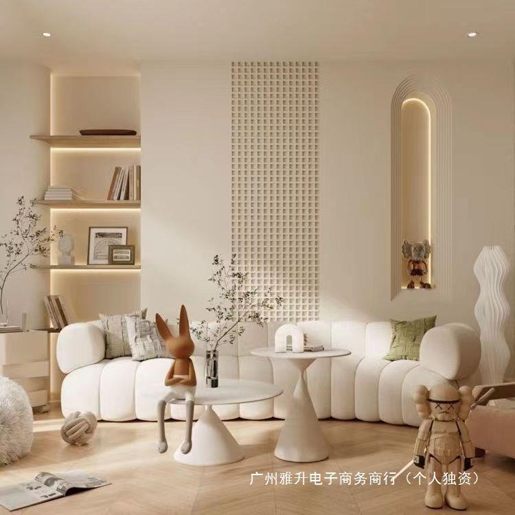 奶油茶几小户型卧室小茶几新款沙发床头小桌子阳台小茶桌圆形