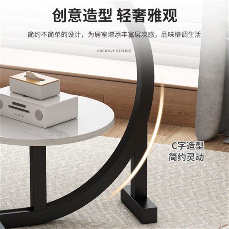 家用卧室网红床简易现代简约小圆桌子沙发边几置物架床头柜茶几边
