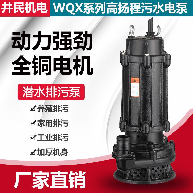 直销WQX高扬程潜污泵220V家用污水泵2寸潜水排污泵380V抽水泵