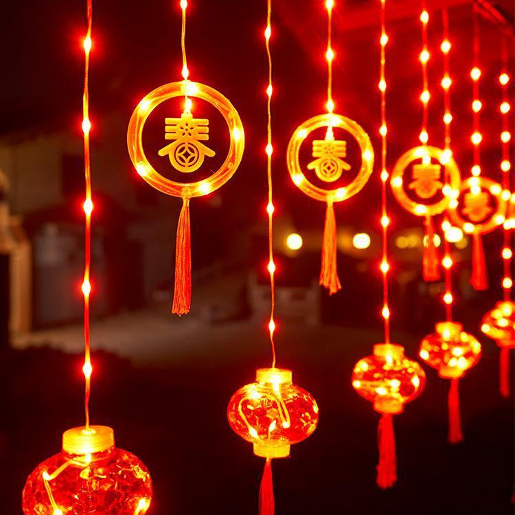 新年装饰灯笼福字挂件彩灯家用过年挂饰户外春节布置元旦窗户新款