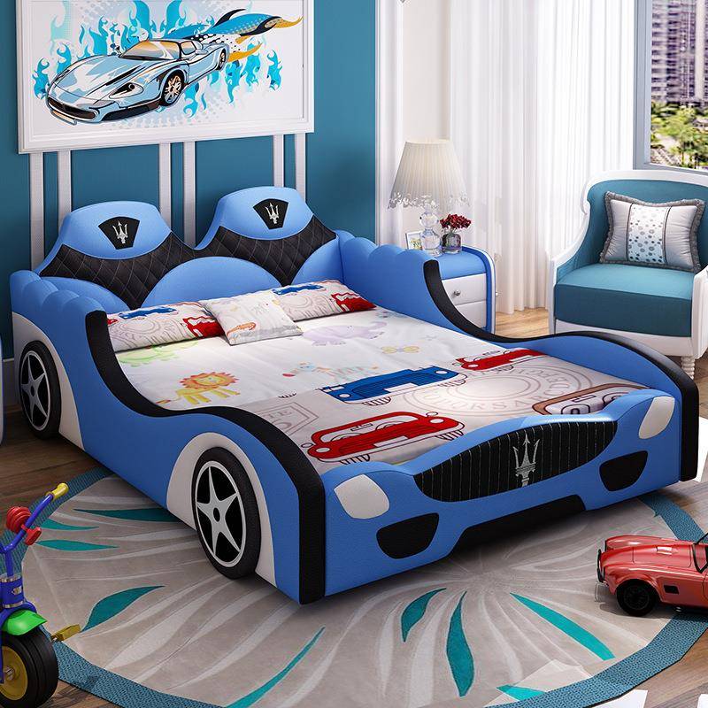 NRFQ005#汽车床宝宝拼接床男孩实木多功能小女孩男童单人带护栏跑