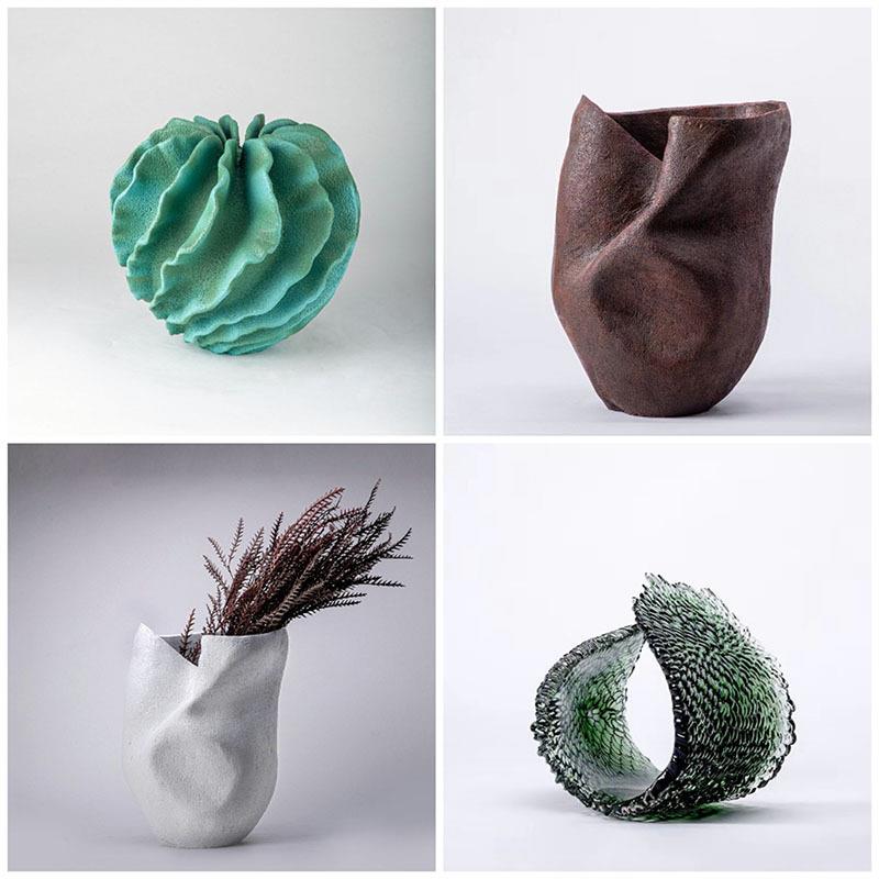 轻奢极简创意树脂几何不规则摆件样板房售楼部桌面花瓶花器装饰品