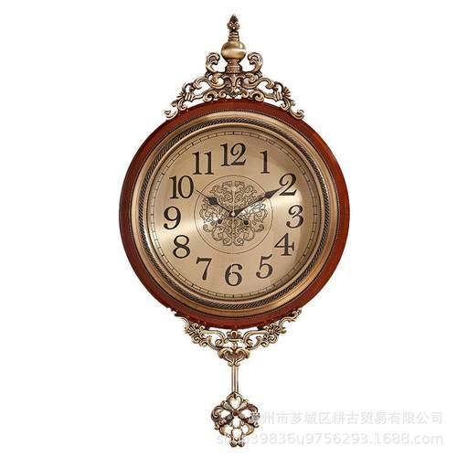欧式复古实木钟表客厅美式别墅奢华大气壁挂钟直销