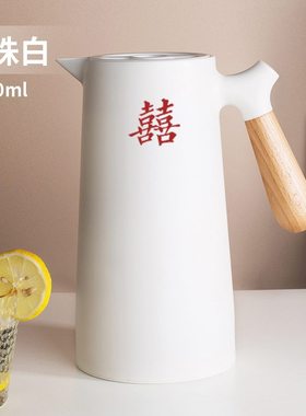 婚庆热水壶白色暖壶结婚陪嫁结婚保温水壶暖瓶高档红色一对家用