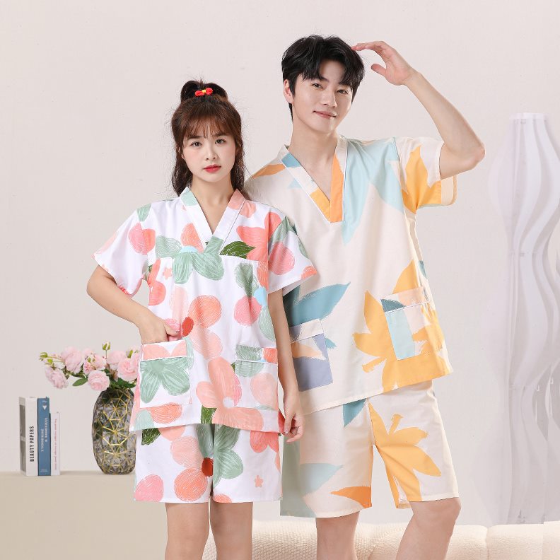 亲子桑拿儿童家居服纯棉男服服2024汗蒸服女新款情侣按摩服洗浴浴