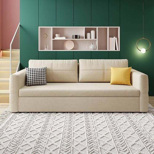 北欧可折叠储物沙发床两用多功能小户型客厅单人双人布艺实木推拉