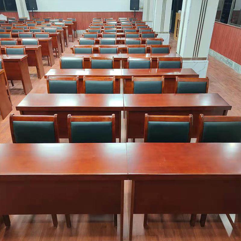 双人会议桌椅组合油漆会议室条桌实木贴皮长条桌培训条形桌组合