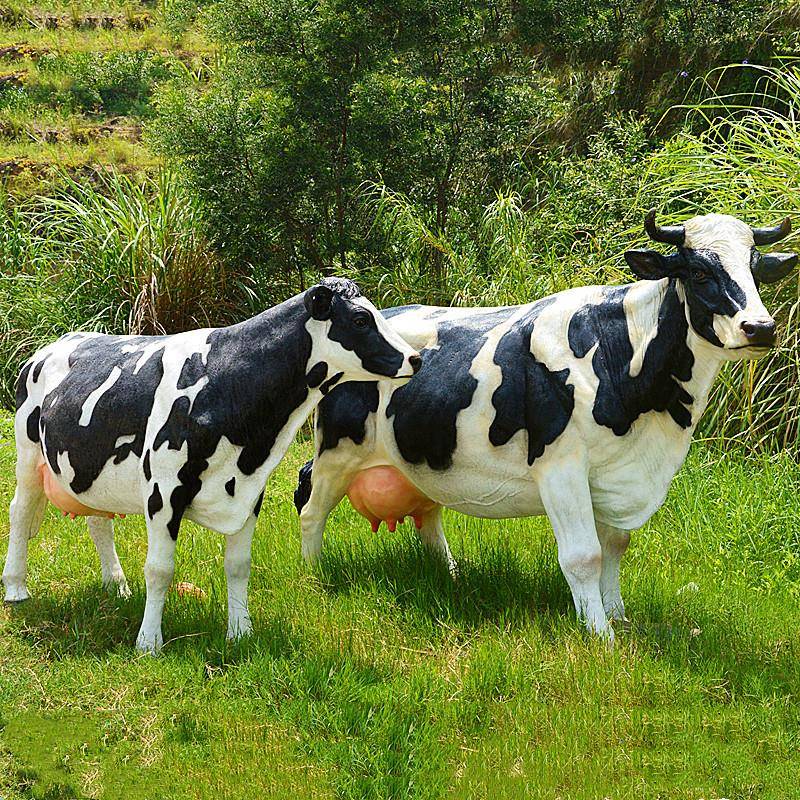 花园庭院装饰品奶牛摆件景区景观雕塑模型动物牛玻璃钢工艺品