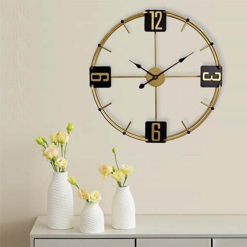 欧式网红挂墙大尺寸撞色时钟餐厅时尚大气双层静音挂钟客厅钟表