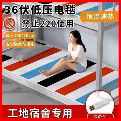 单人防潮36伏USB电热毯工地专用低压加热母线毯子工厂直销