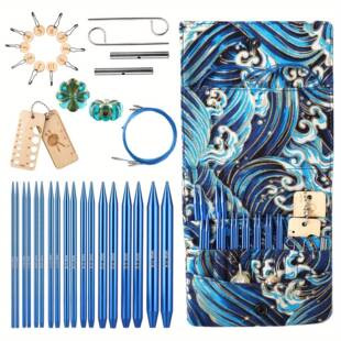 海浪收纳包组合环形针套装编织工具可拆卸环形针多尺寸拼接不卡线