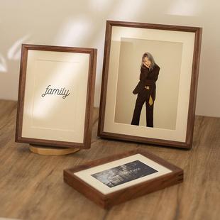 北美进口实木榫卯相框把摆台高级感678寸A4油画框外框装 裱