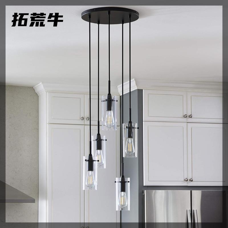 现代简约透明玻璃多头小吊灯客厅卧室楼梯餐厅饭厅铁艺吊灯串