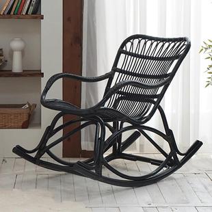 真藤摇椅藤编摇摇椅民宿阳台躺椅家用复古单人椅现代休闲椅逍遥椅