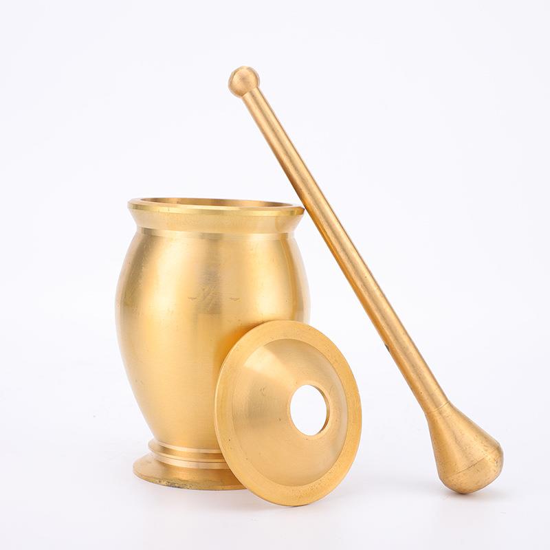 厂家直供中药冲捣药钵实心全铜捣药罐黄铜捣药器捣蒜器药缸铜盅
