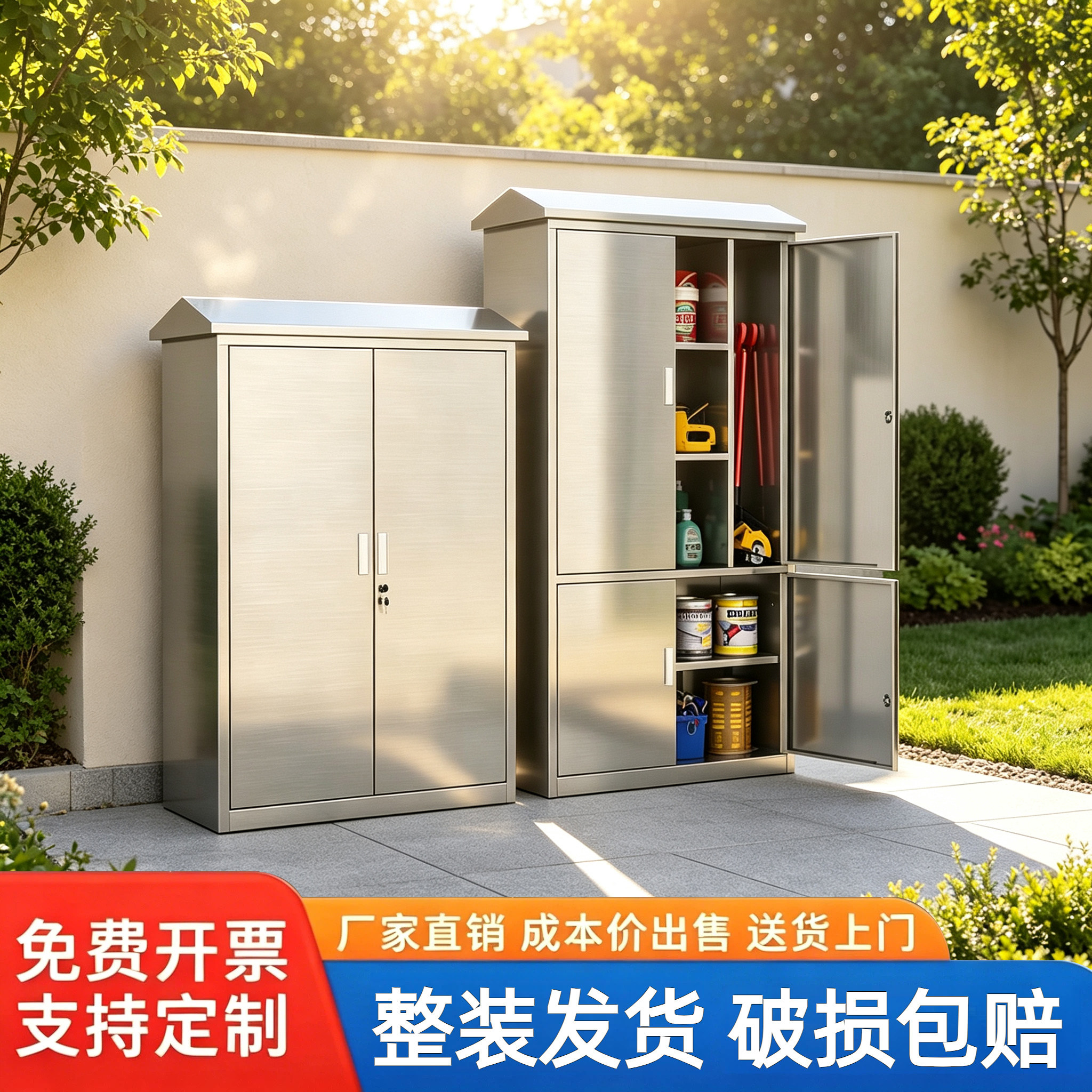 304不锈钢收纳柜清洁工具储物柜