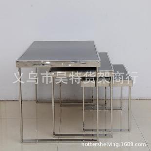 店不锈钢展示台黑色烤漆木板展示台一套三组促销 服装 台 030新款