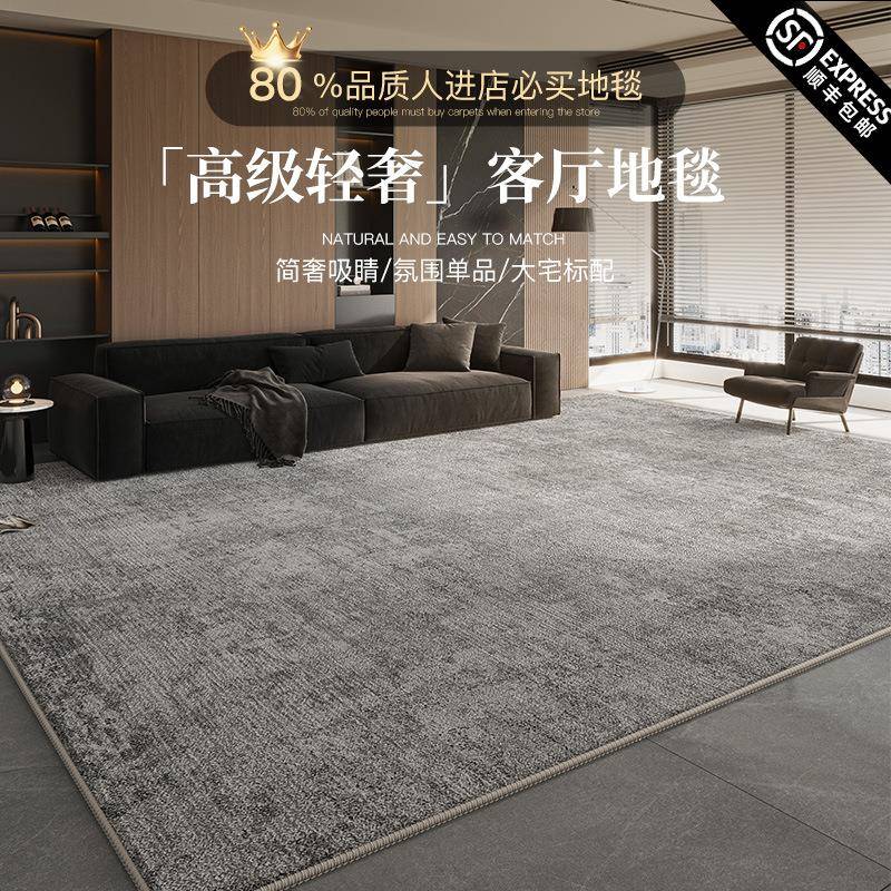 地毯客厅2025新款轻奢高级感灰色免洗可擦卧室床边地垫极简沙发毯