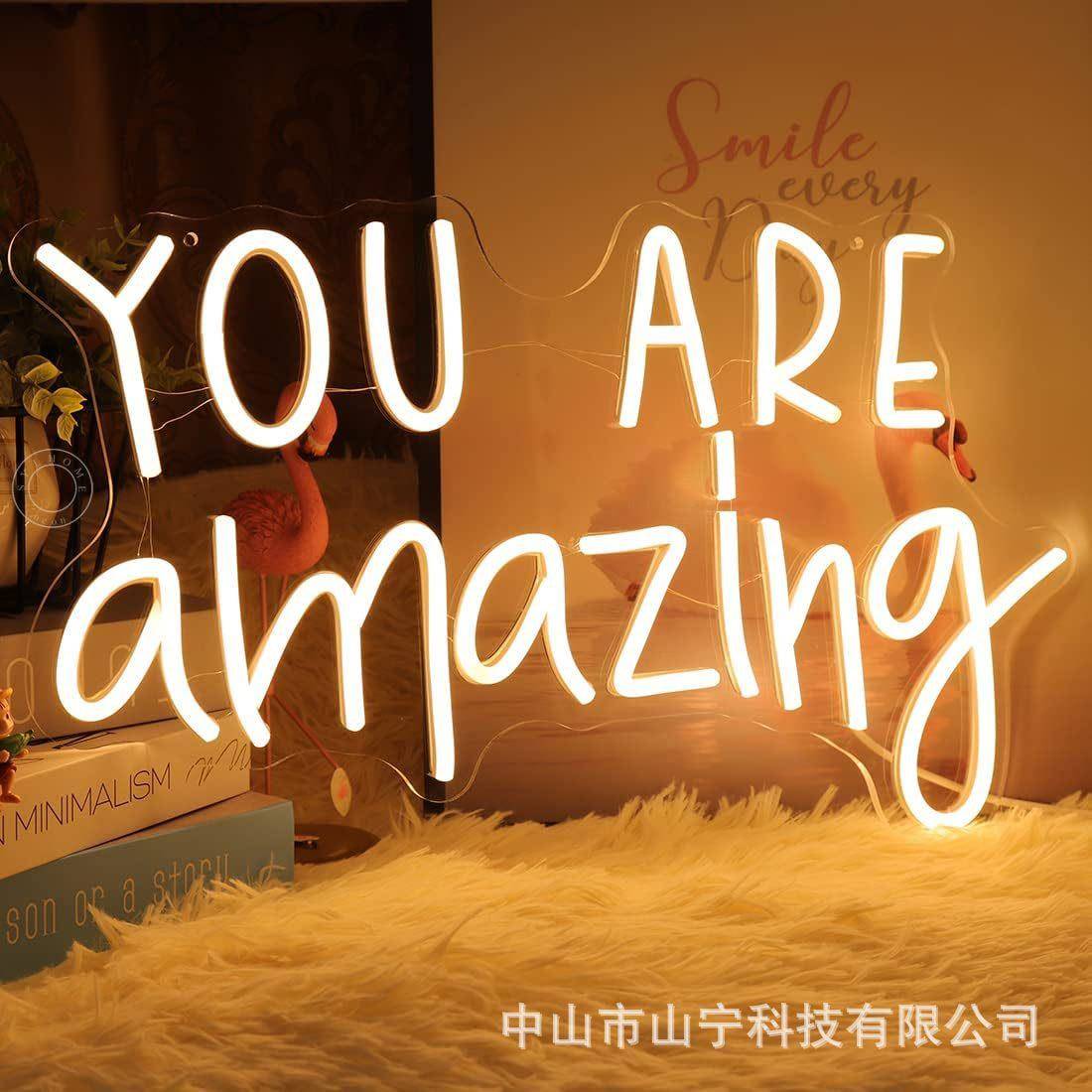 Temu外贸工厂直发YouAreAmazing霓虹灯装饰灯标品热