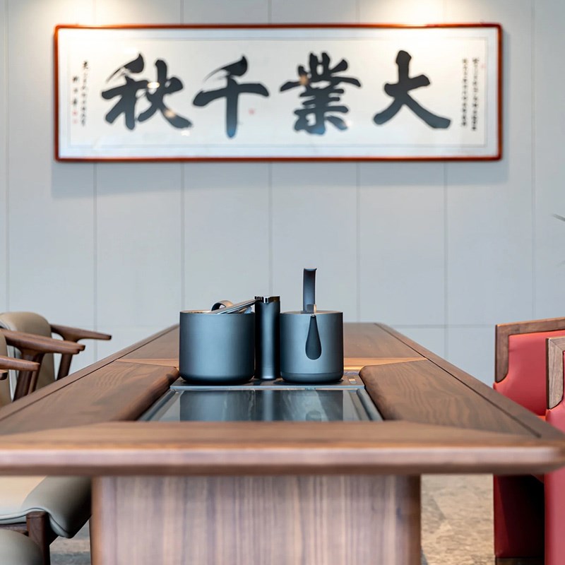 茶桌烧水壶一体嵌入式2025新款高端实木办公室泡茶桌胡桃木茶台