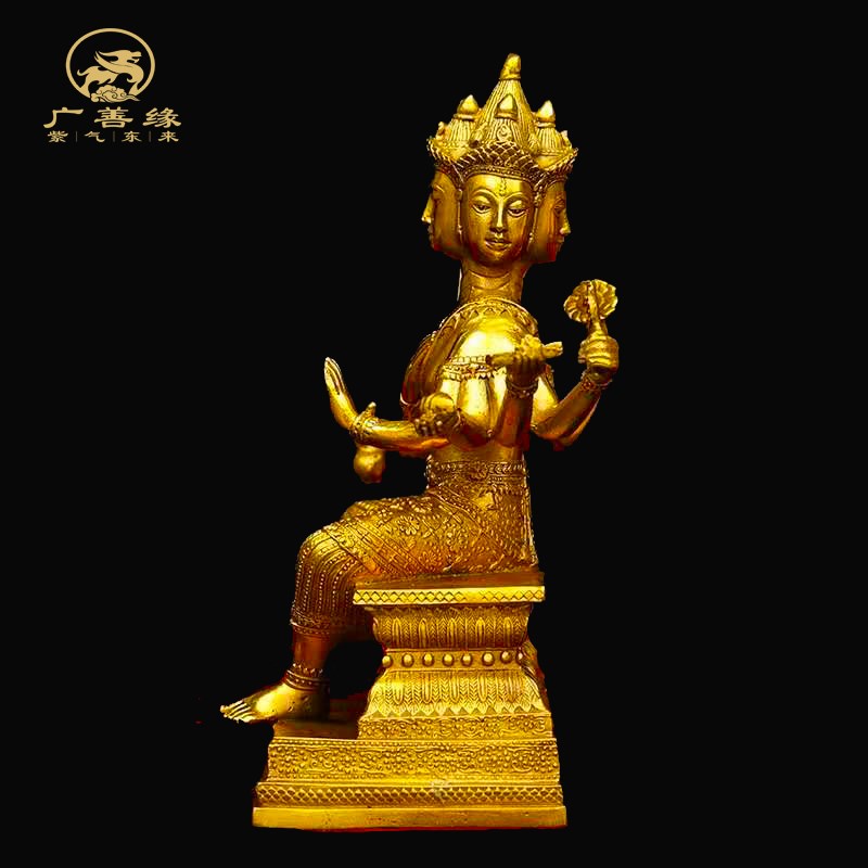纯铜四面佛铜像摆件供奉泰国大梵天王佛像有求必应印度四面佛神像