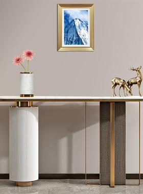 意式不锈钢设计轻奢大理石玄关台入户新中式靠墙条案边桌风收纳