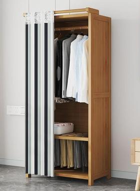 衣柜卧室家用简易组装出租房经济型布艺多层柜子结实耐用竹挂衣橱