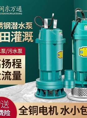 家用潜水泵高扬程农用抽水机清水泵污水泵小型灌溉泵220V抽水器