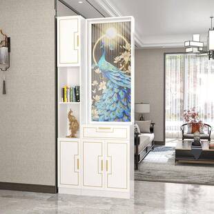 新款正对门的屏风柜孔雀客厅入户玄关实木隔断柜正对大门现代简约