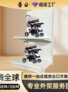 高端母婴店多层白色轮椅展示架加宽商品货架平衡车婴儿车展示架