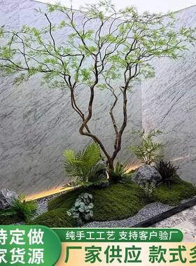 高端精品仿真羽毛枫叶树马醉木室内假树绿植造景橱窗装饰大型榕树