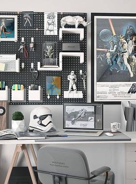 BK9K免打孔洞洞板墙上置物架桌面收纳架照片墙客厅书桌墙面装